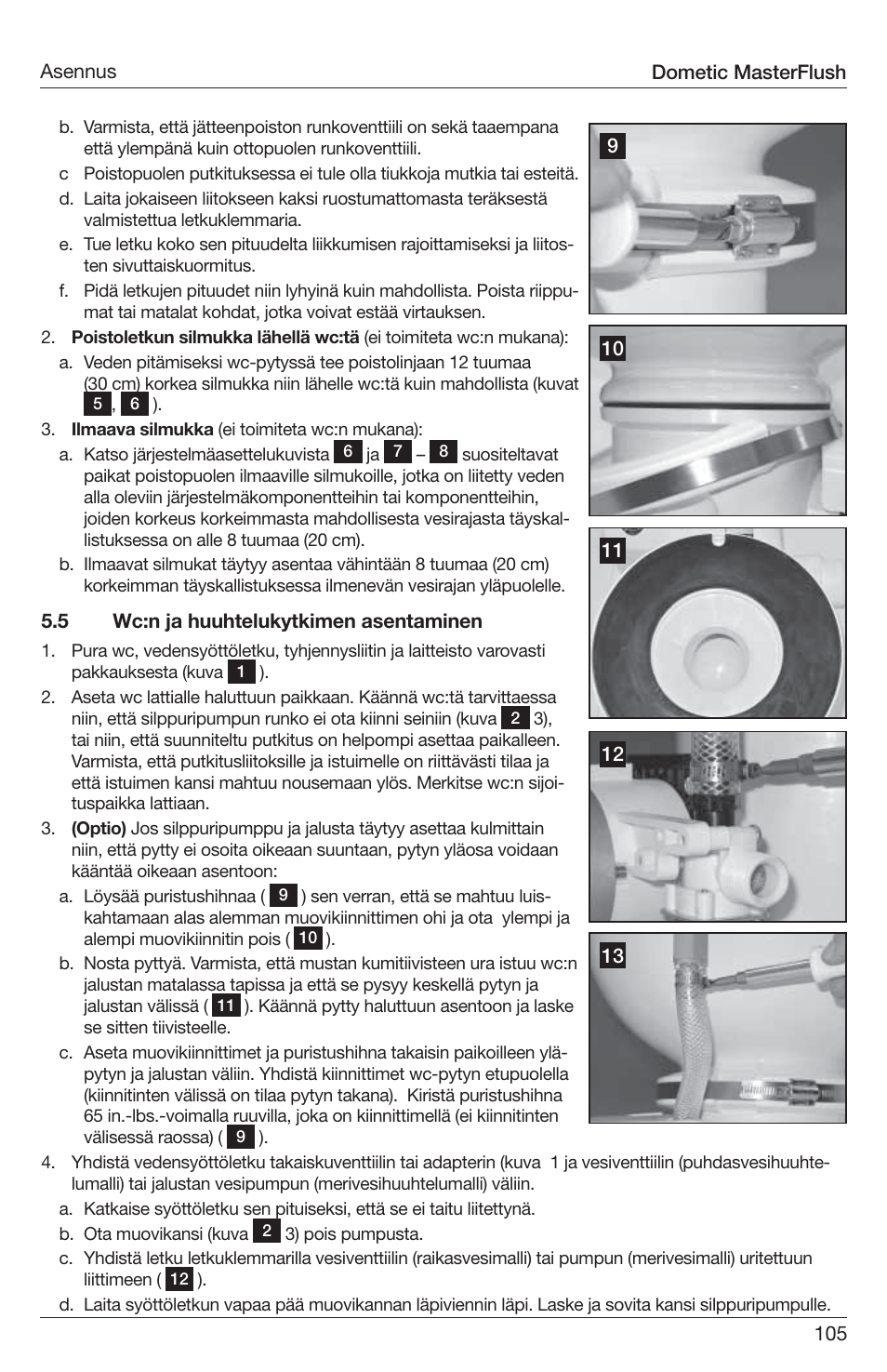 SeaLand 7200 Series MasterFlush Toilet Installation User Manual | Page 105 / 172