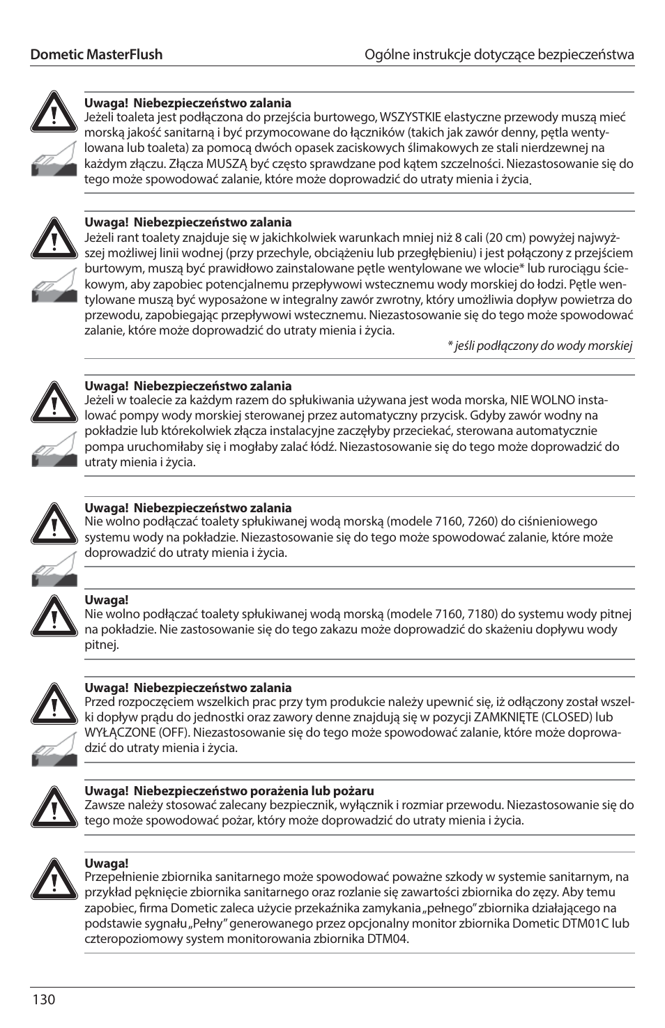 SeaLand 7200 Series MasterFlush Toilet Installation User Manual | Page 130 / 172