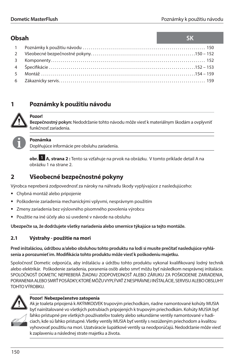 SeaLand 7200 Series MasterFlush Toilet Installation User Manual | Page 150 / 172