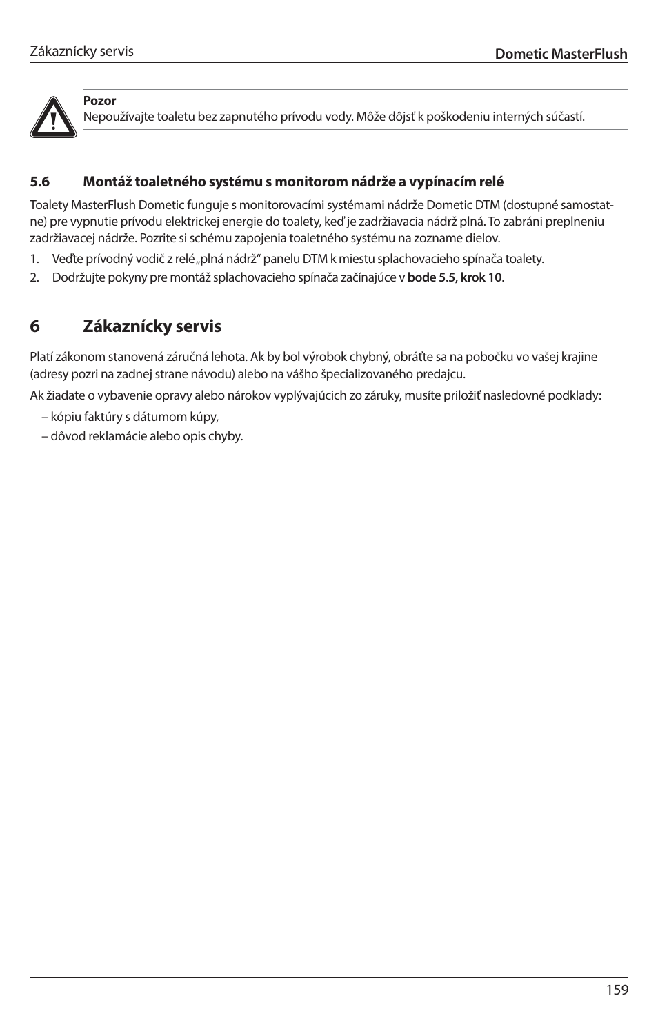 6zákaznícky servis | SeaLand 7200 Series MasterFlush Toilet Installation User Manual | Page 159 / 172