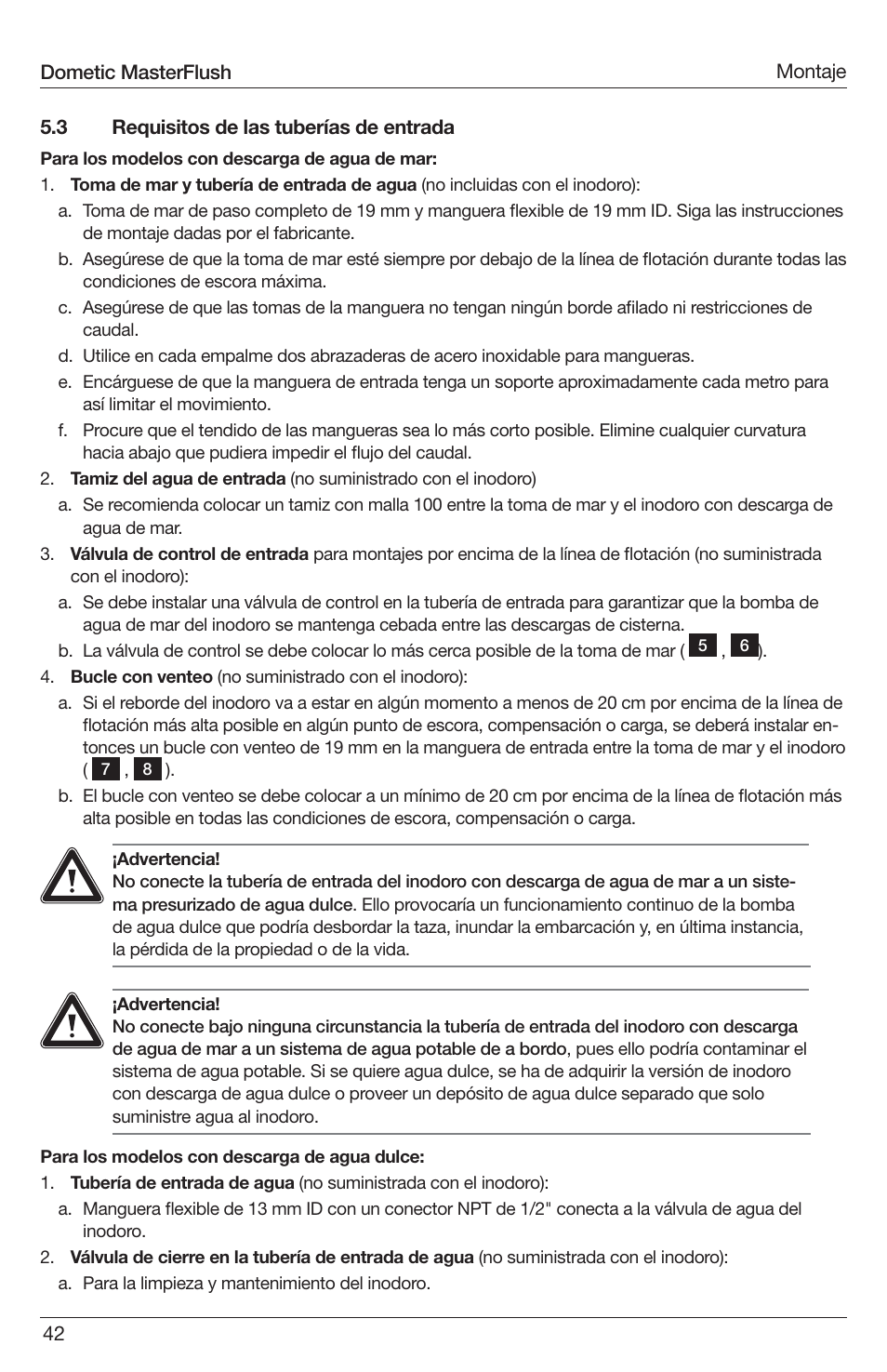 SeaLand 7200 Series MasterFlush Toilet Installation User Manual | Page 42 / 172