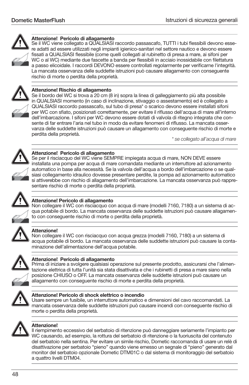 SeaLand 7200 Series MasterFlush Toilet Installation User Manual | Page 48 / 172