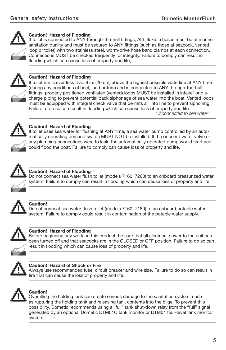 SeaLand 7200 Series MasterFlush Toilet Installation User Manual | Page 5 / 172