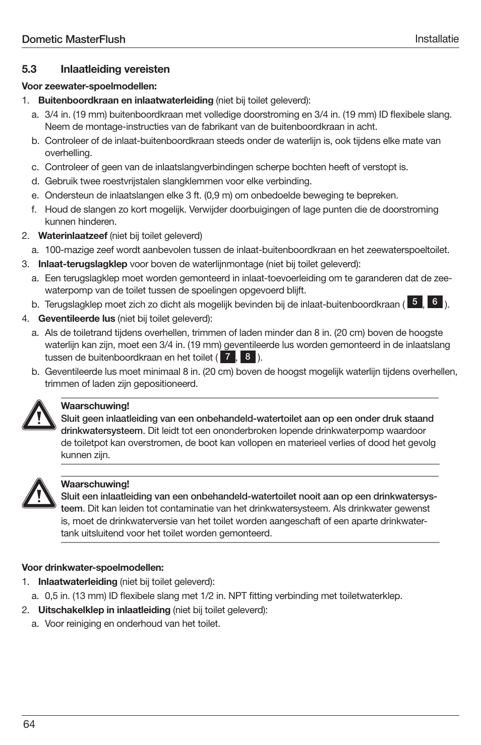 SeaLand 7200 Series MasterFlush Toilet Installation User Manual | Page 64 / 172