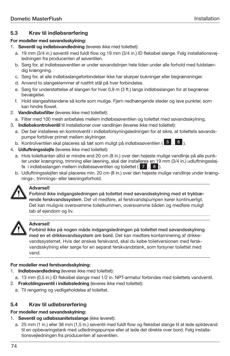 SeaLand 7200 Series MasterFlush Toilet Installation User Manual | Page 74 / 172