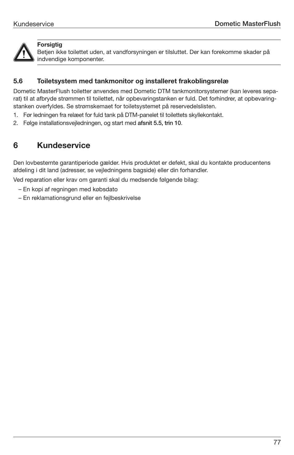 6kundeservice | SeaLand 7200 Series MasterFlush Toilet Installation User Manual | Page 77 / 172