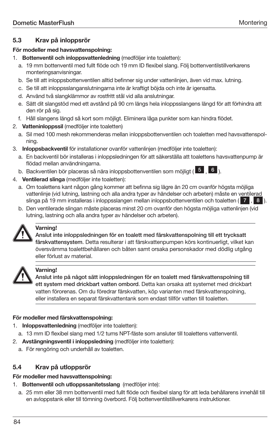 SeaLand 7200 Series MasterFlush Toilet Installation User Manual | Page 84 / 172