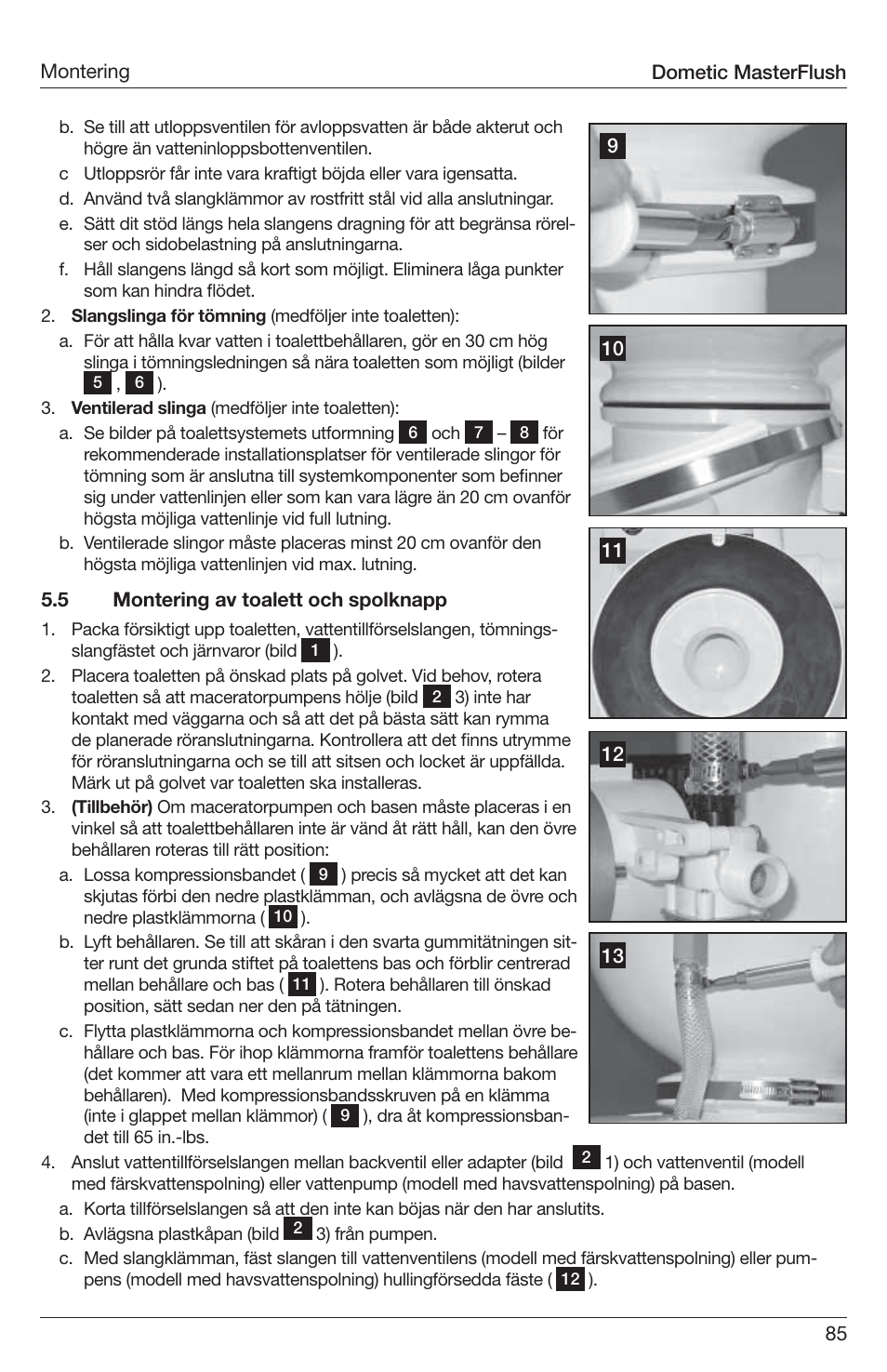 SeaLand 7200 Series MasterFlush Toilet Installation User Manual | Page 85 / 172