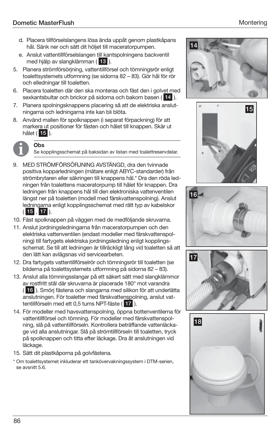 SeaLand 7200 Series MasterFlush Toilet Installation User Manual | Page 86 / 172