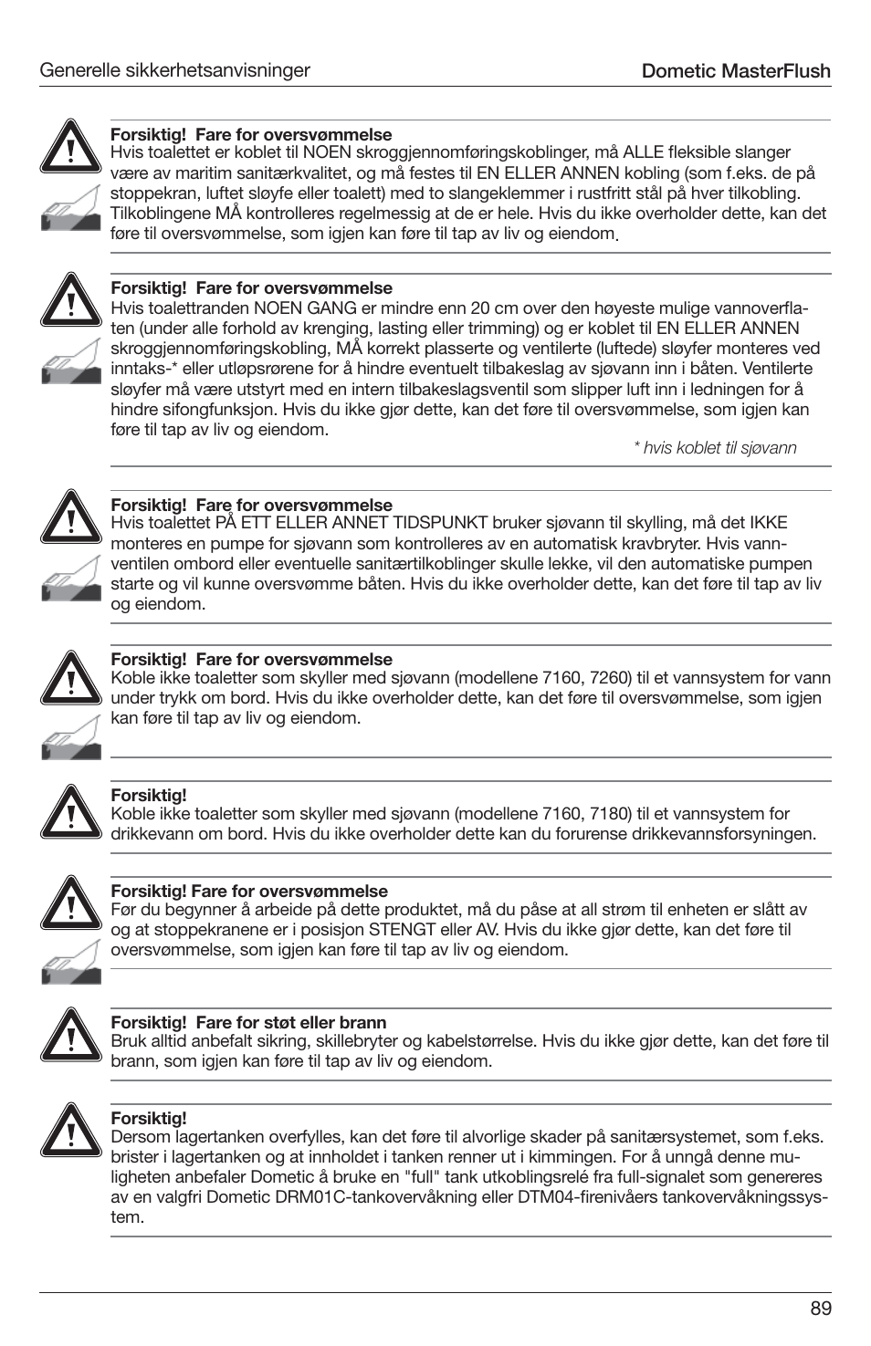 SeaLand 7200 Series MasterFlush Toilet Installation User Manual | Page 89 / 172