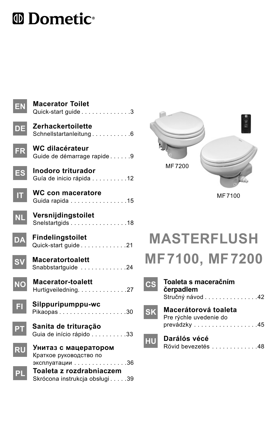 SeaLand 7200 Series MasterFlush Toilet Quick-start Guide User Manual | 51 pages