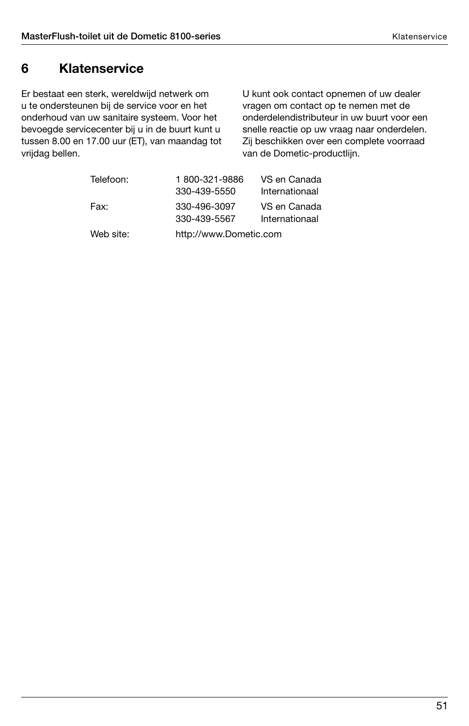 6 klatenservice | SeaLand 8100 Series MasterFlush Installation User Manual | Page 51 / 100