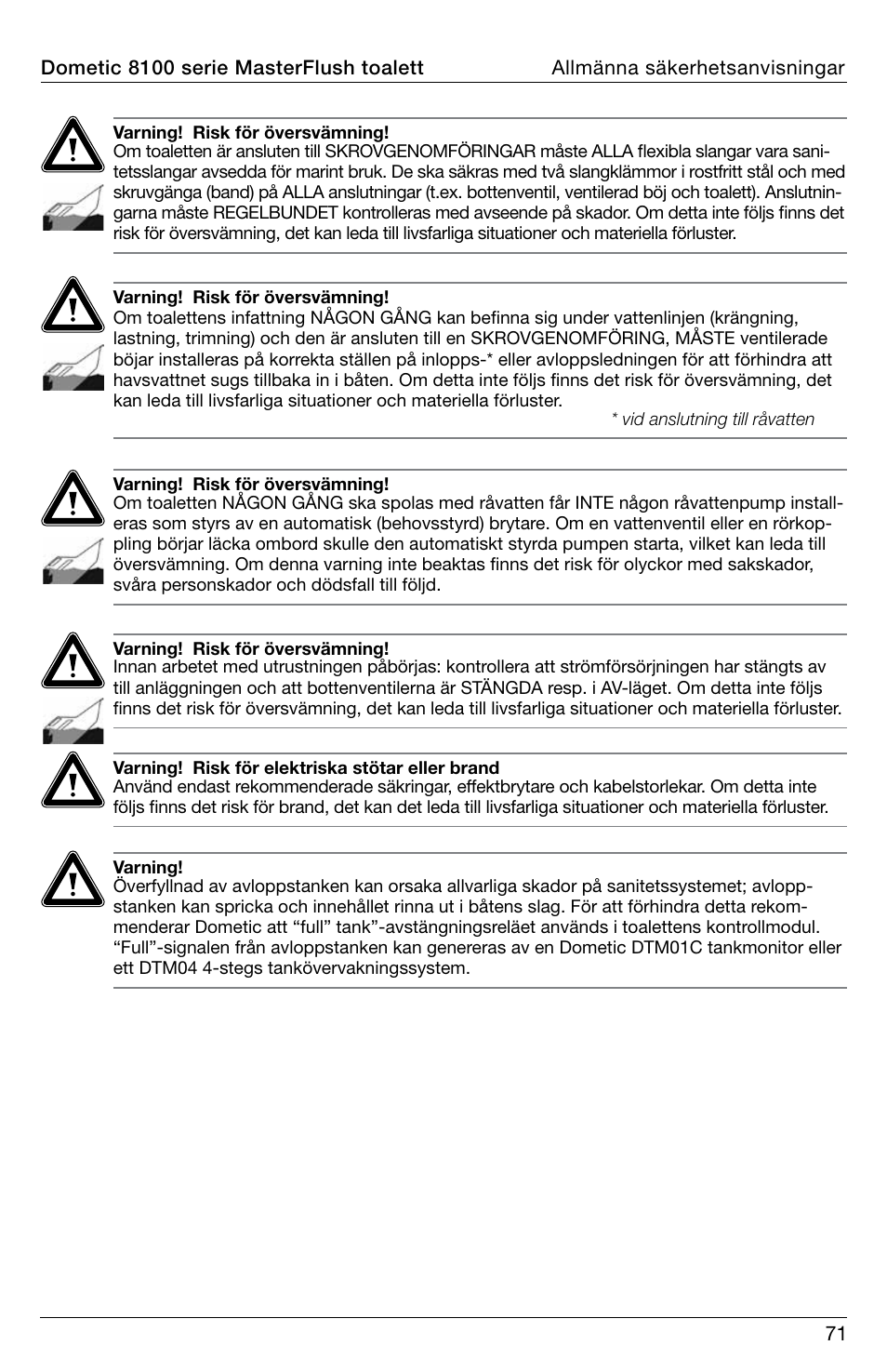 SeaLand 8100 Series MasterFlush Installation User Manual | Page 71 / 100