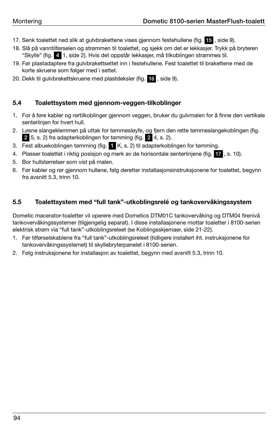 SeaLand 8100 Series MasterFlush Installation User Manual | Page 94 / 100