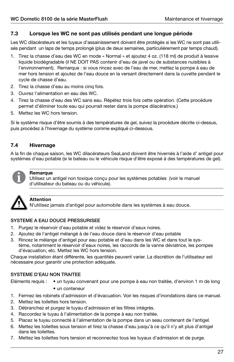 SeaLand 8100 Series MasterFlush Operation Manual User Manual | Page 27 / 88