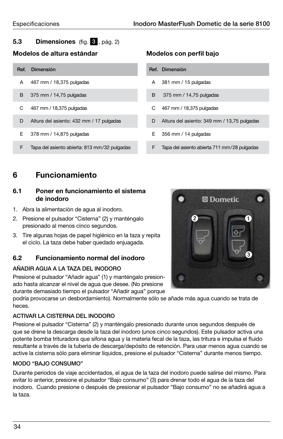 6 funcionamiento | SeaLand 8100 Series MasterFlush Operation Manual User Manual | Page 34 / 88