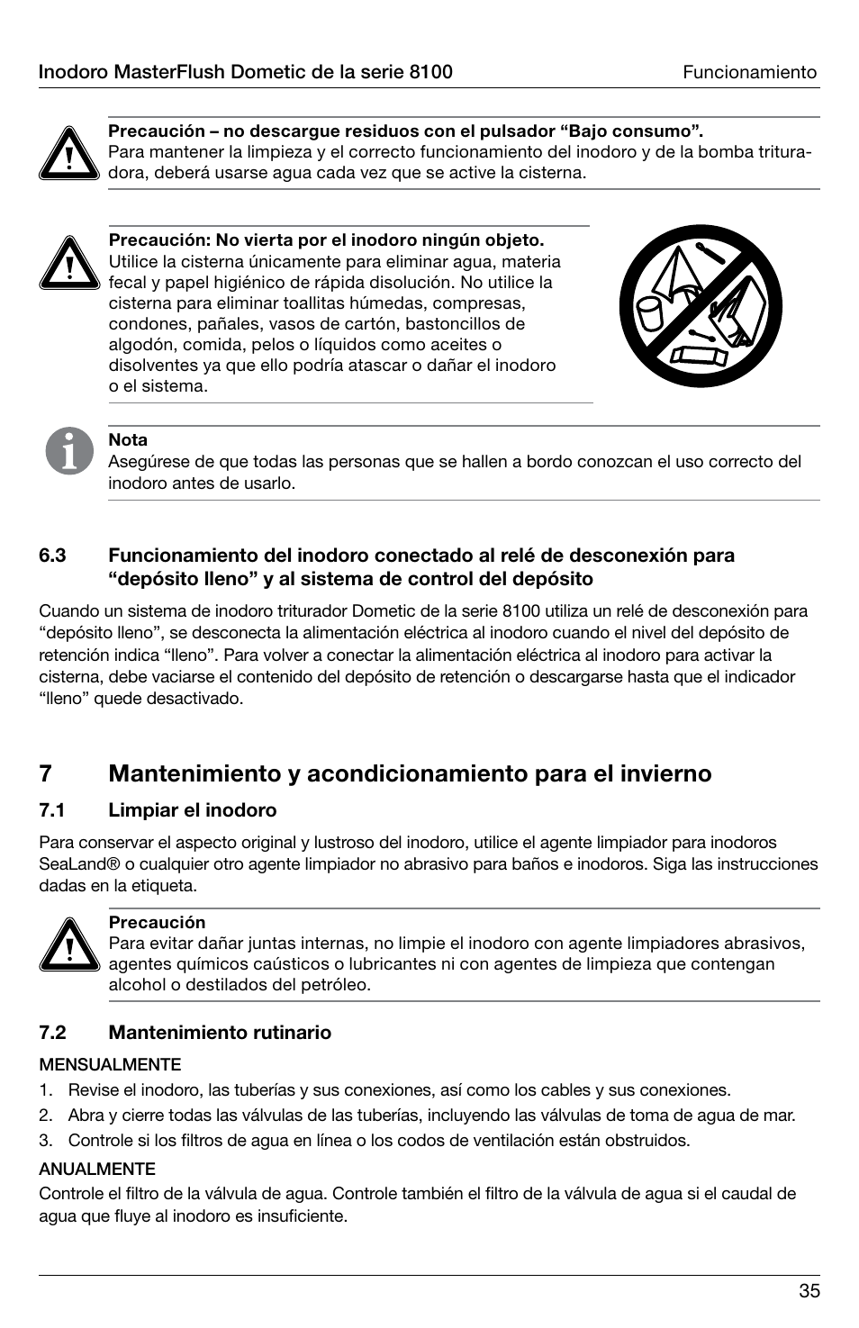 SeaLand 8100 Series MasterFlush Operation Manual User Manual | Page 35 / 88