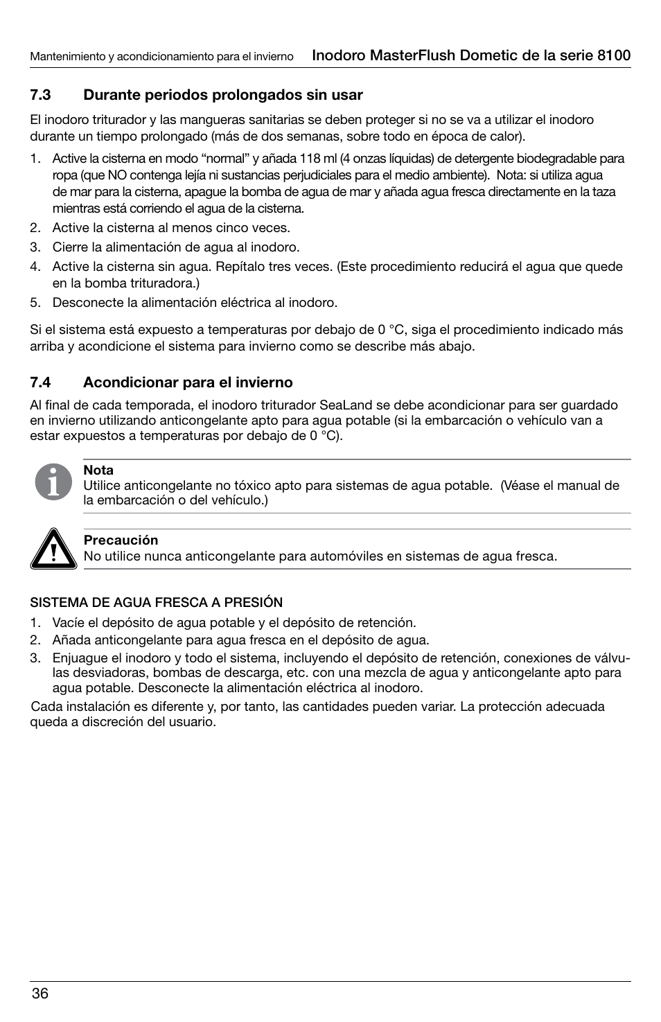 SeaLand 8100 Series MasterFlush Operation Manual User Manual | Page 36 / 88