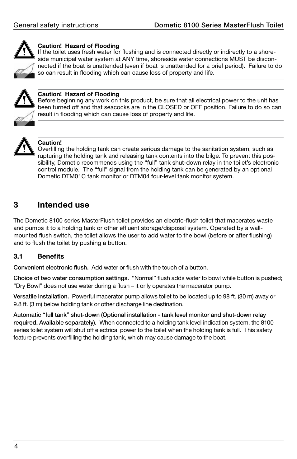 3intended use | SeaLand 8100 Series MasterFlush Operation Manual User Manual | Page 4 / 88