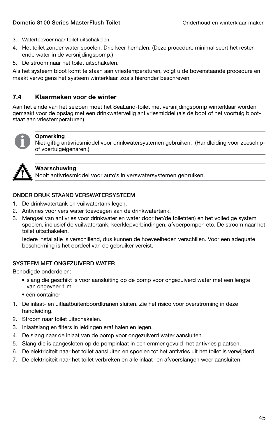 SeaLand 8100 Series MasterFlush Operation Manual User Manual | Page 45 / 88