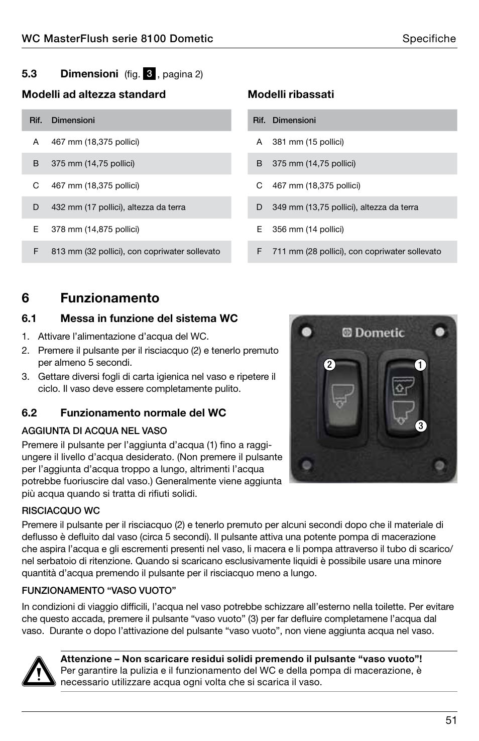 6 funzionamento | SeaLand 8100 Series MasterFlush Operation Manual User Manual | Page 51 / 88