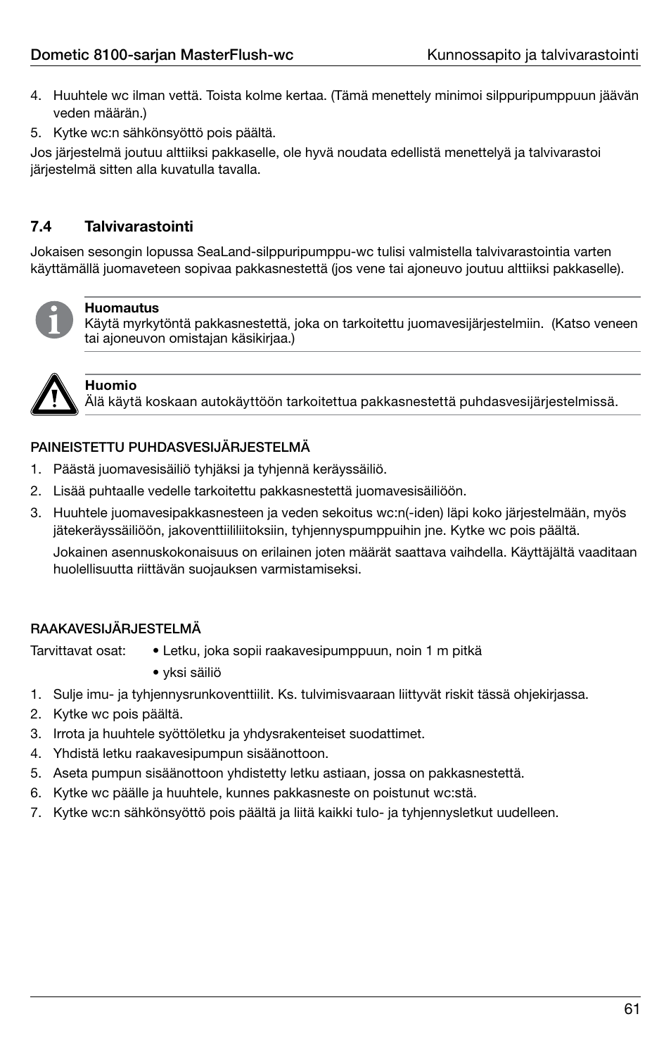 SeaLand 8100 Series MasterFlush Operation Manual User Manual | Page 61 / 88