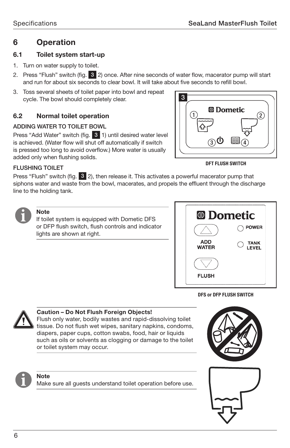 Operation, 6 operation | SeaLand 8900 Series MasterFlush Operation Manual User Manual | Page 6 / 12