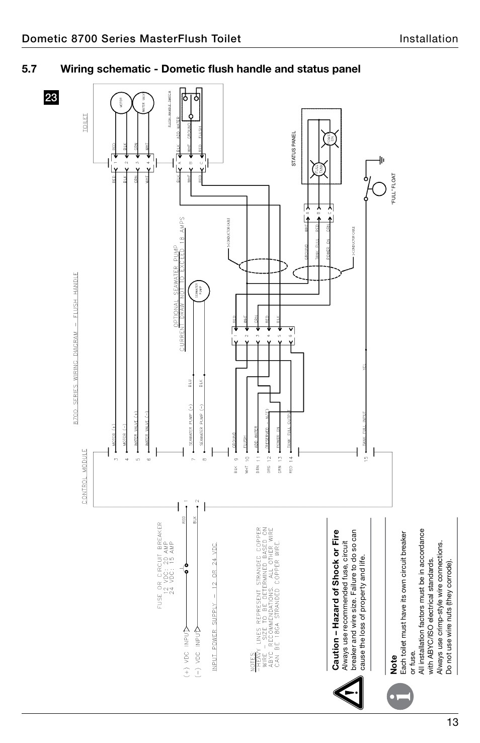 SeaLand 8700 Series MasterFlush Toilet Installation User Manual | Page 13 / 16