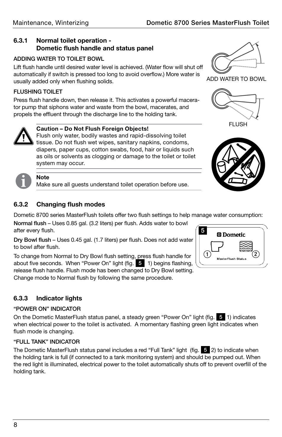 SeaLand 8700 Series MasterFlush Toilet Operation Manual User Manual | Page 8 / 12