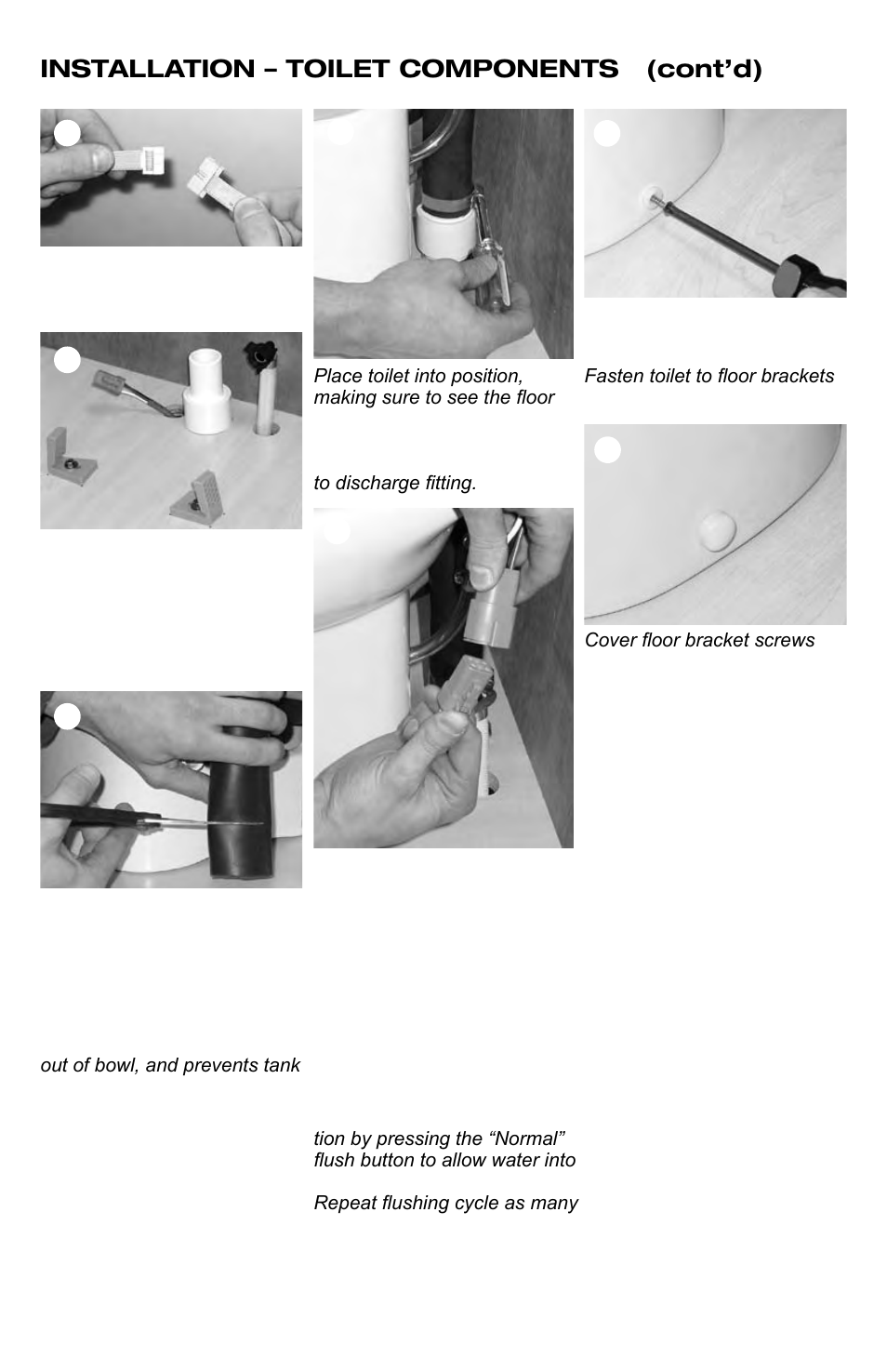 Installation – toilet components (cont’d) | SeaLand 8800 Series MasterFlush User Manual | Page 12 / 21