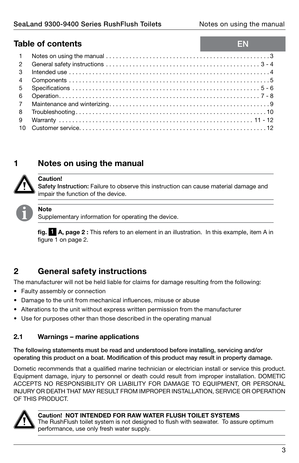 SeaLand 9400 Series RushFlush Operation Manual User Manual | Page 3 / 12