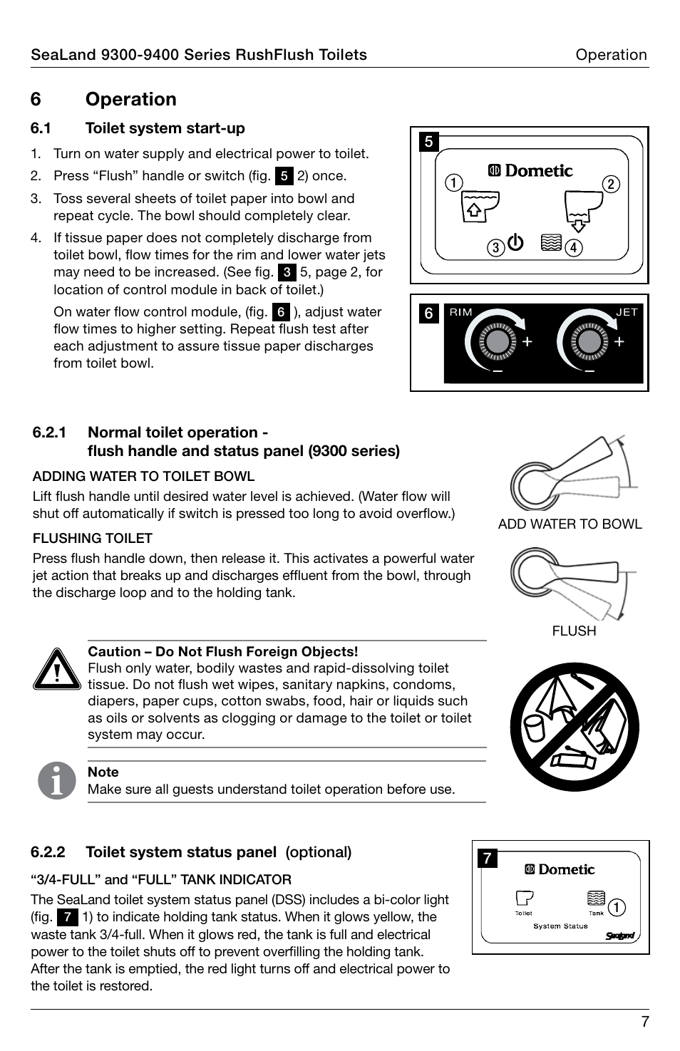 Operation, 6 operation | SeaLand 9400 Series RushFlush Operation Manual User Manual | Page 7 / 12