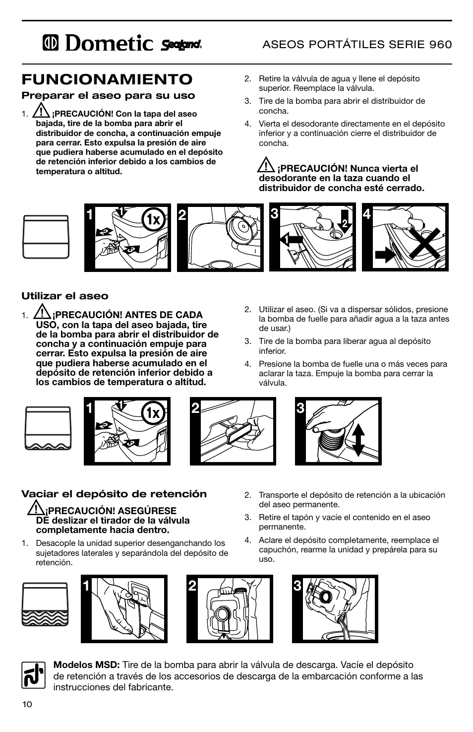 Funcionamiento | SeaLand 966 Series User Manual | Page 10 / 72