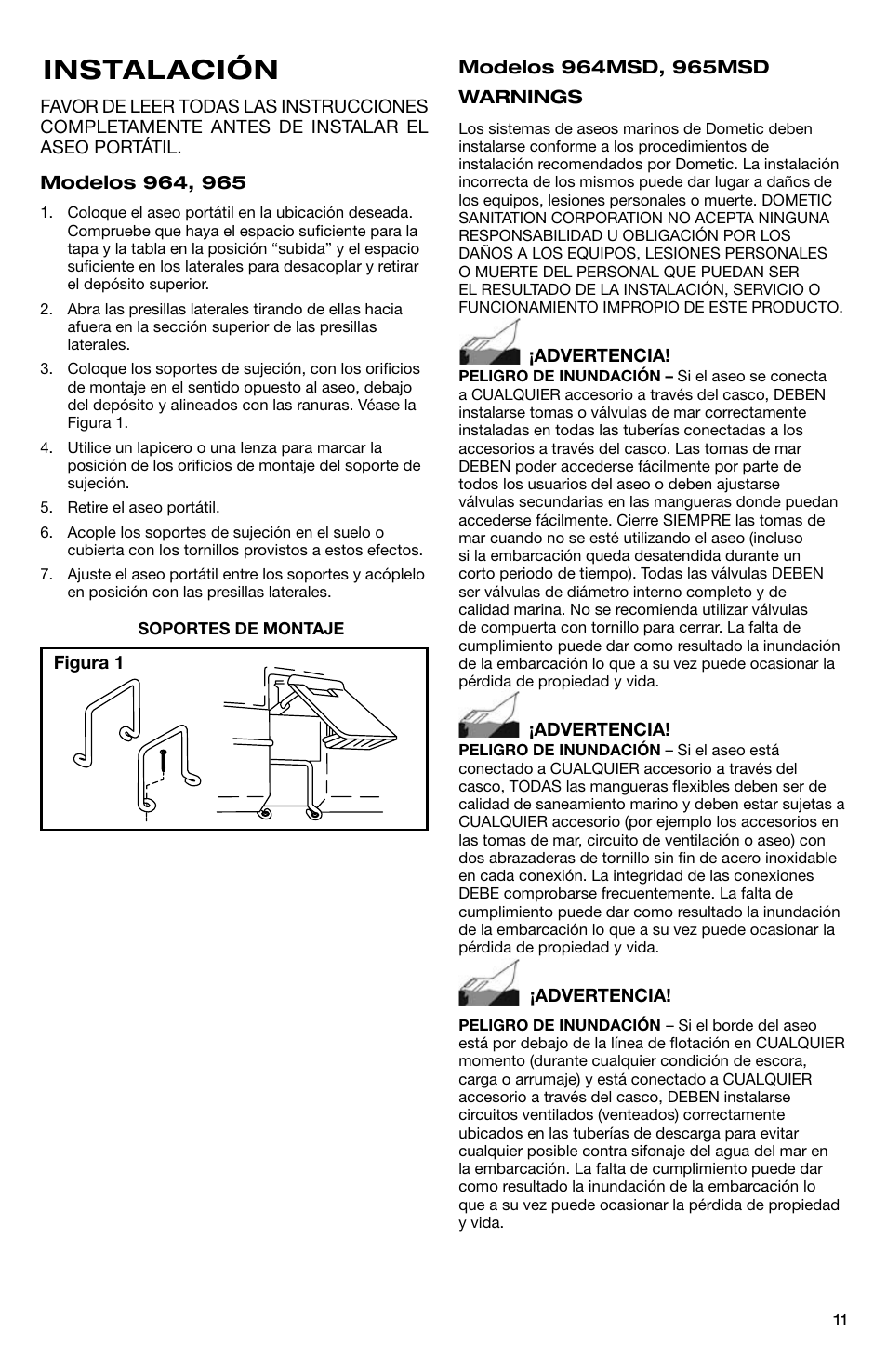 Instalación | SeaLand 966 Series User Manual | Page 11 / 72