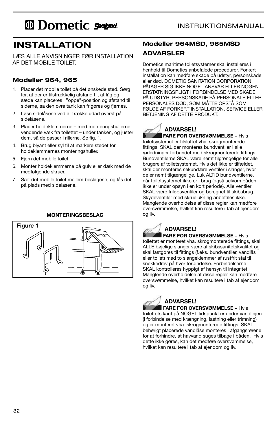 Installation, Instruktionsmanual | SeaLand 966 Series User Manual | Page 32 / 72