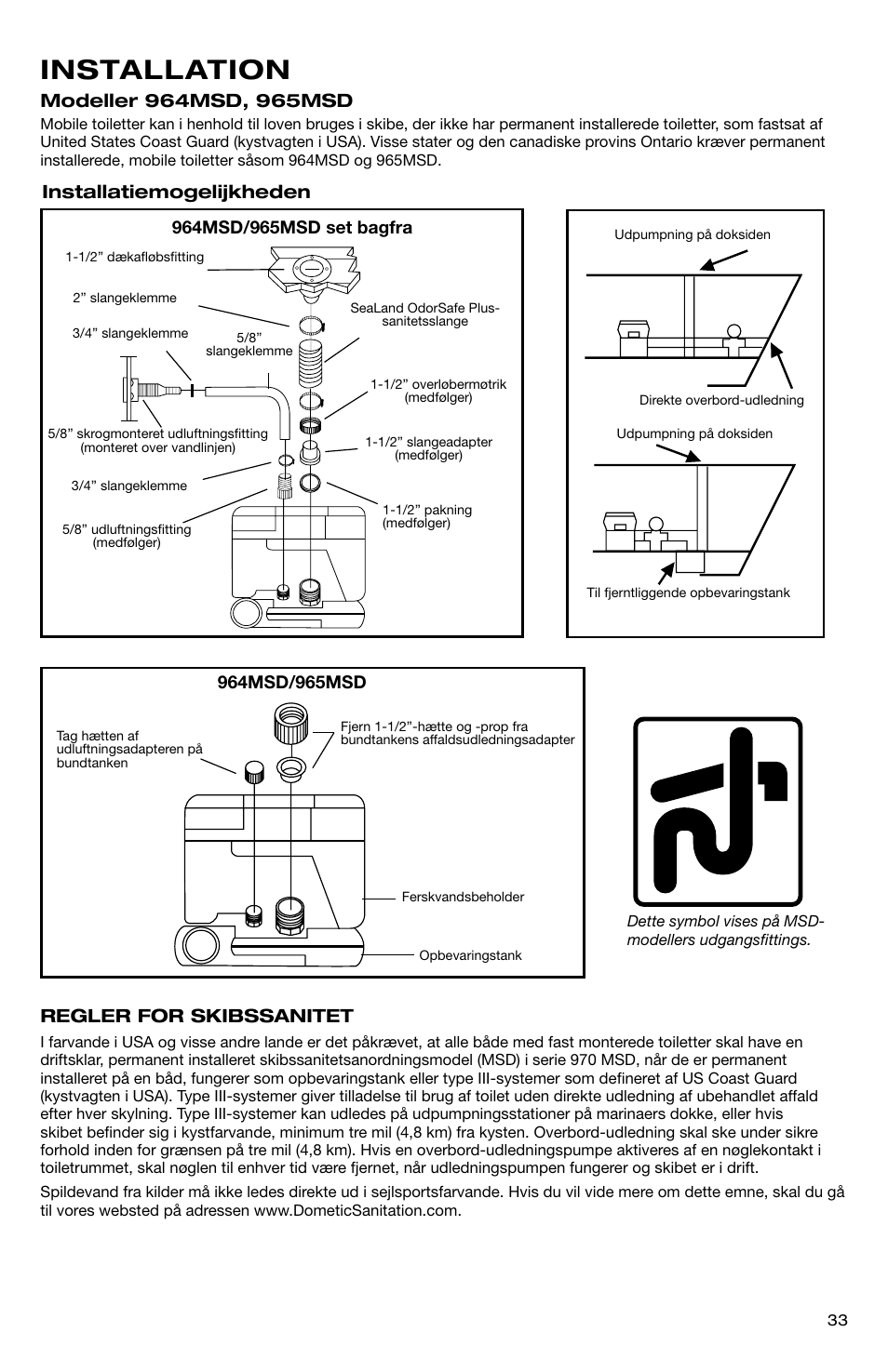 Installation, Installatiemogelijkheden | SeaLand 966 Series User Manual | Page 33 / 72