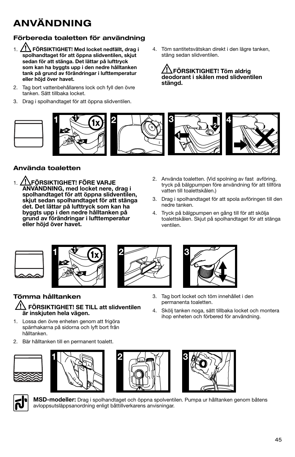 Användning | SeaLand 966 Series User Manual | Page 45 / 72