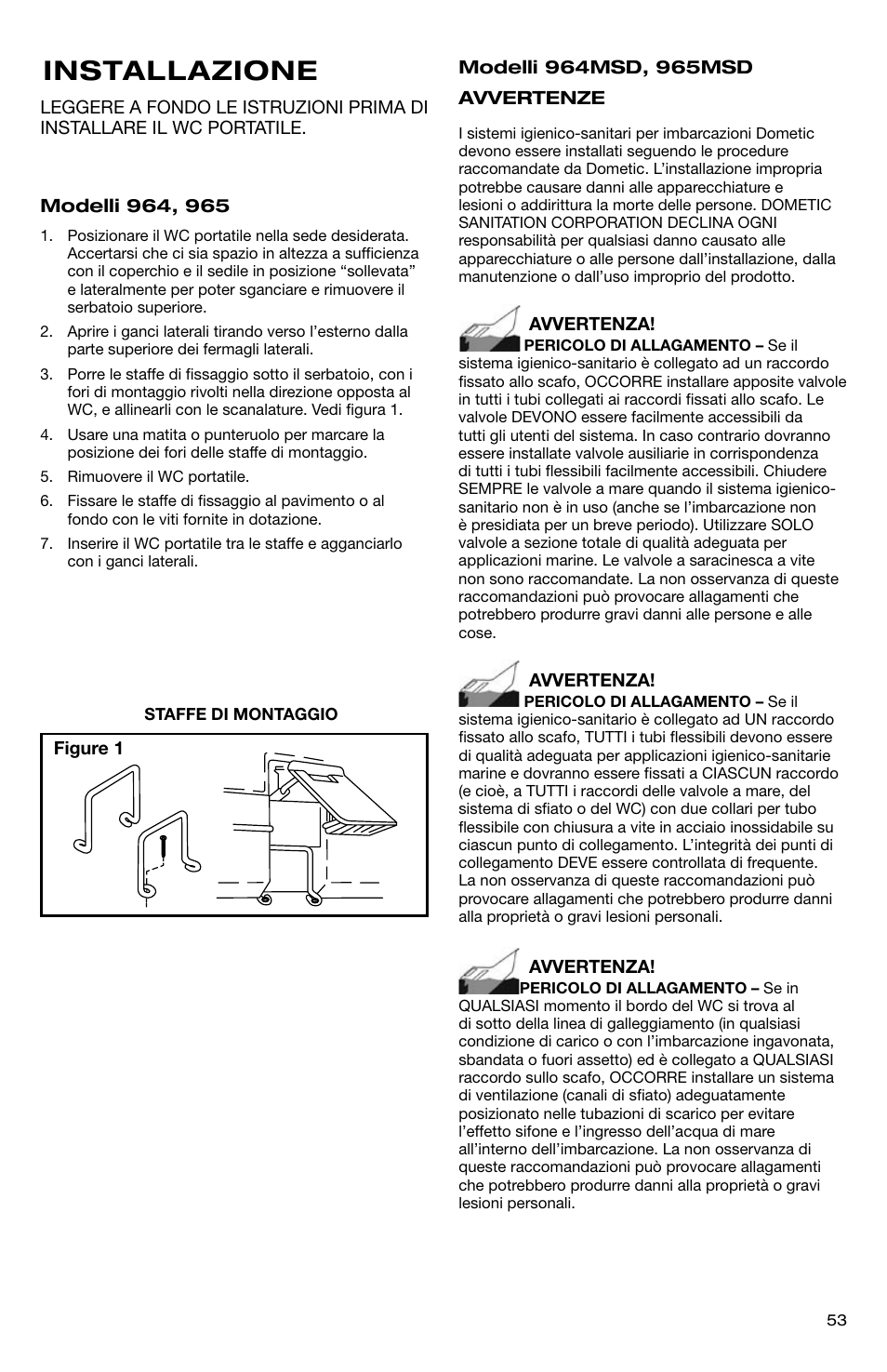 Installazione | SeaLand 966 Series User Manual | Page 53 / 72