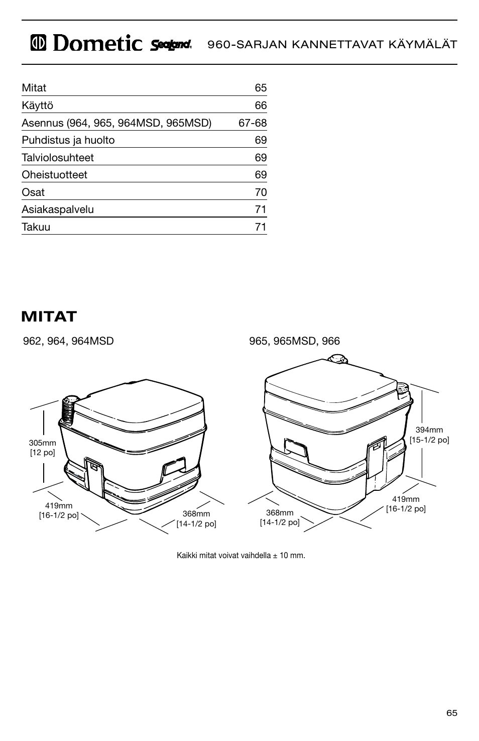 Mitat | SeaLand 966 Series User Manual | Page 65 / 72