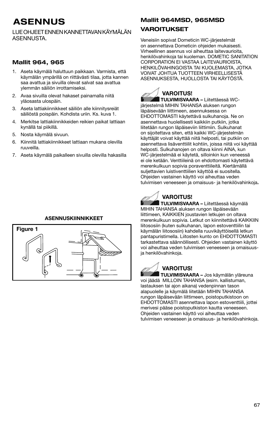 Asennus | SeaLand 966 Series User Manual | Page 67 / 72
