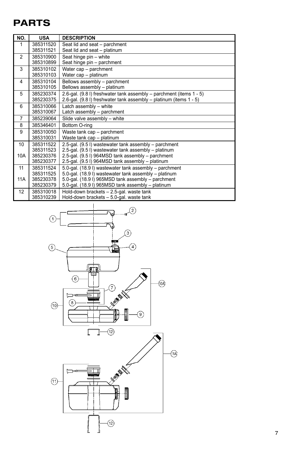 Parts | SeaLand 966 Series User Manual | Page 7 / 72