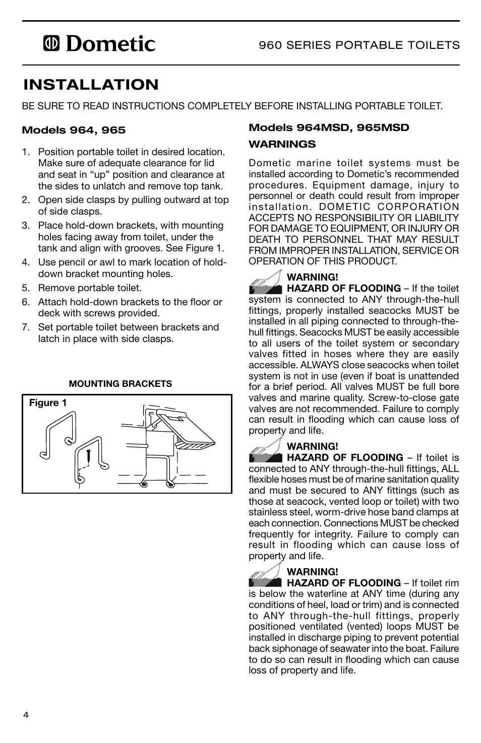 Installation | SeaLand 960 Series SaniPottie Portable Toilet User Manual | Page 4 / 24