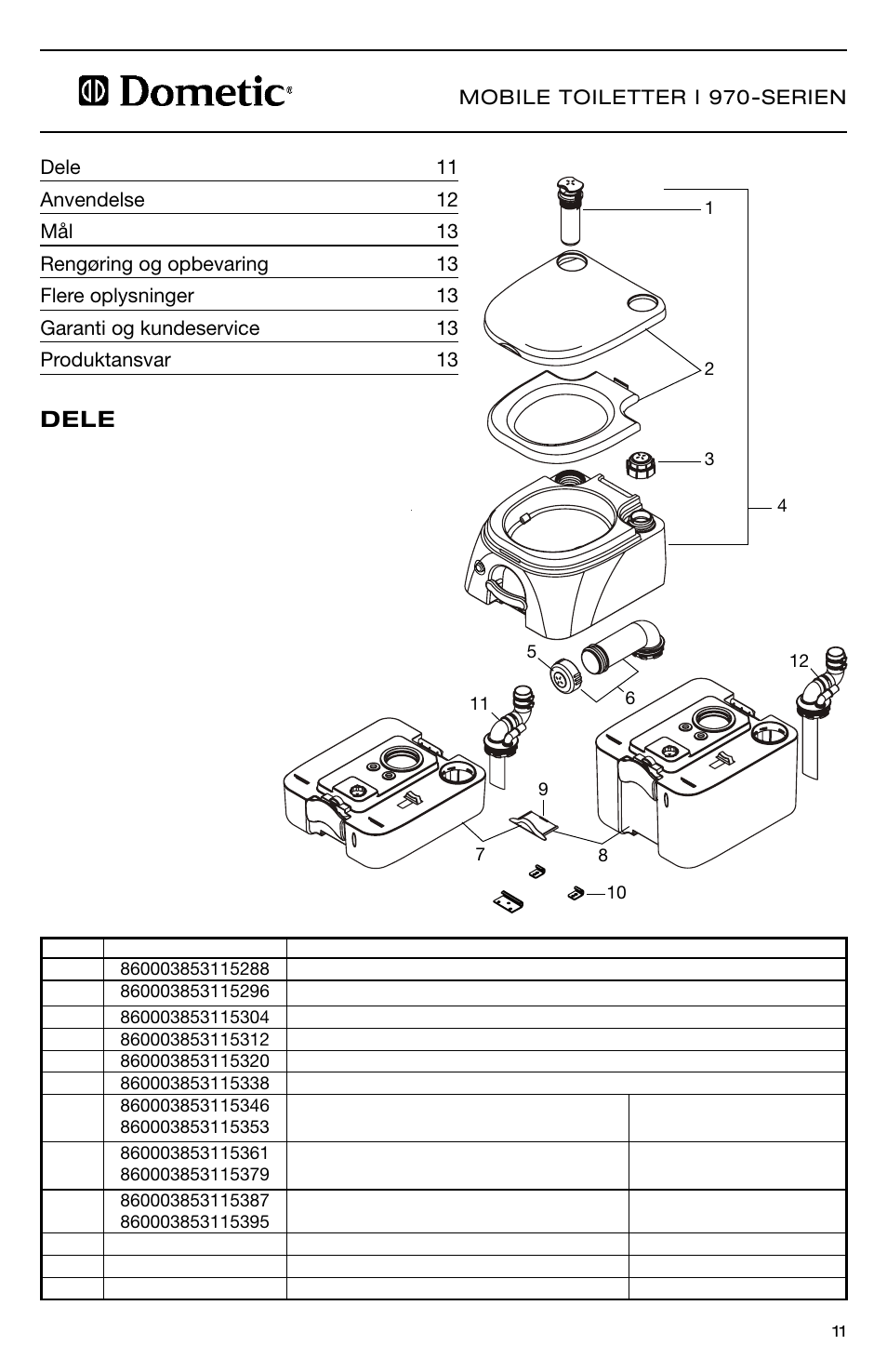 Dele | SeaLand 976 Portable Toilets User Manual | Page 11 / 52