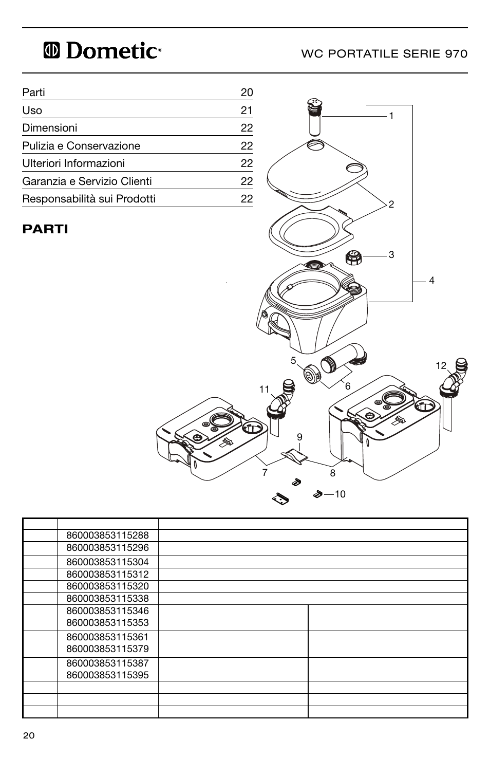 Parti | SeaLand 976 Portable Toilets User Manual | Page 20 / 52