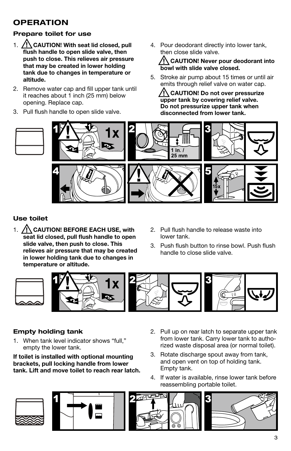 Operation | SeaLand 976 Portable Toilets User Manual | Page 3 / 52