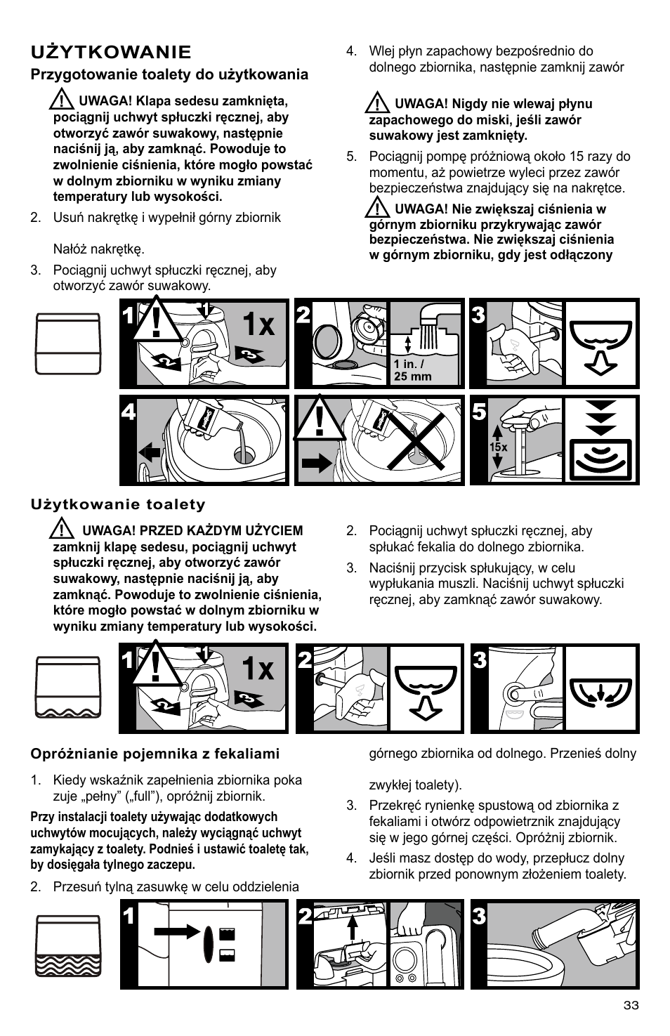 Użytkowanie | SeaLand 976 Portable Toilets User Manual | Page 33 / 52