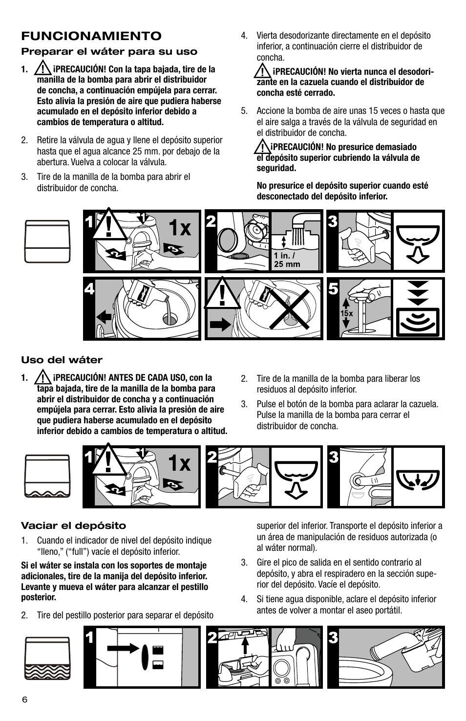Funcionamiento | SeaLand 976 Portable Toilets User Manual | Page 6 / 52