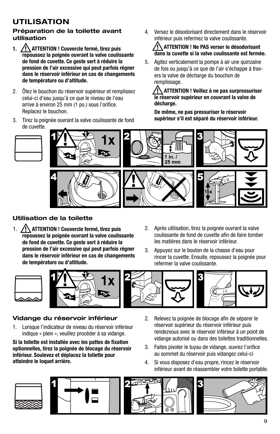 Utilisation | SeaLand 976 Portable Toilets User Manual | Page 9 / 52