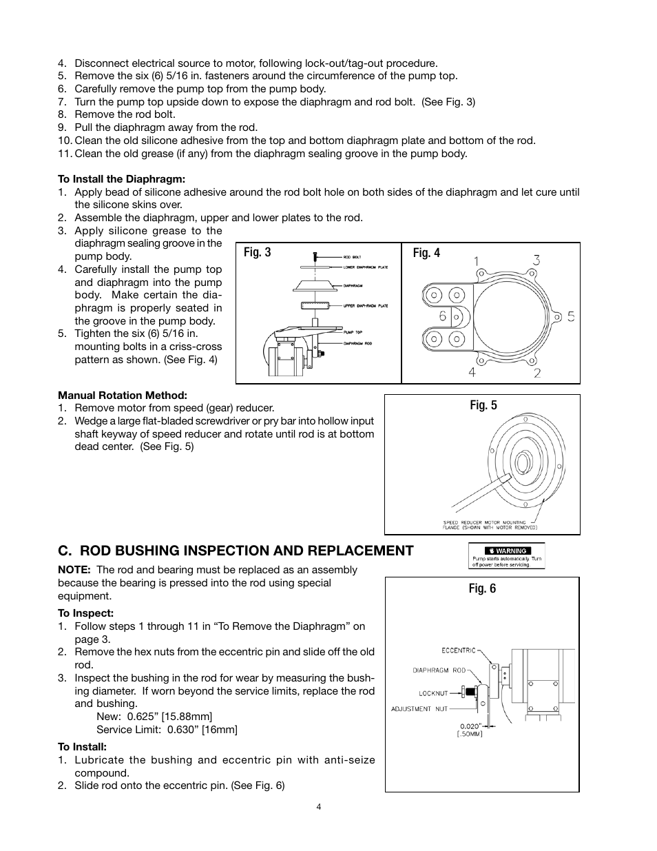 C. rod bushing inspection and replacement | SeaLand M Series Vacuum Pump User Manual | Page 4 / 8