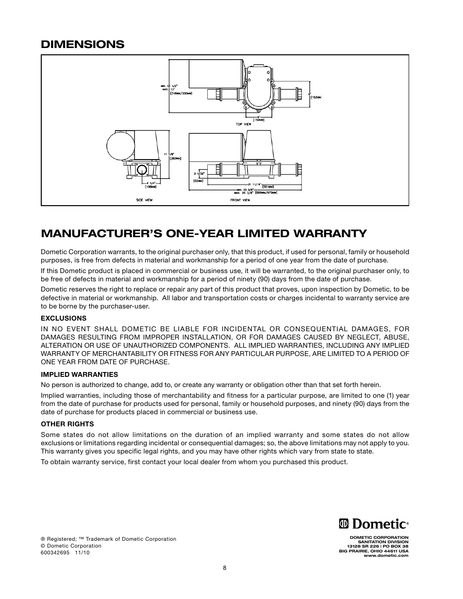 SeaLand M Series Vacuum Pump User Manual | Page 8 / 8